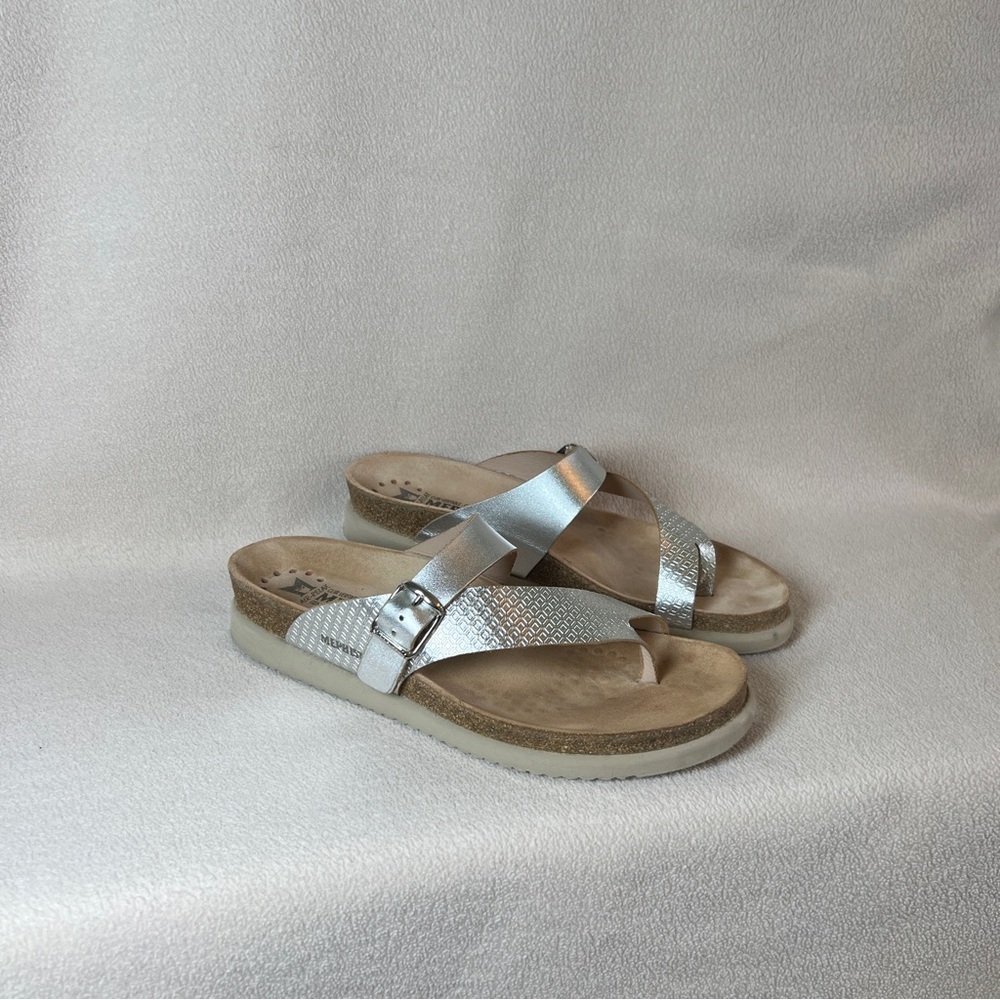 Mephisto Hellen Cork Footbed Sandals Comfort EU 40/ US 10 Metallic Leather Thong